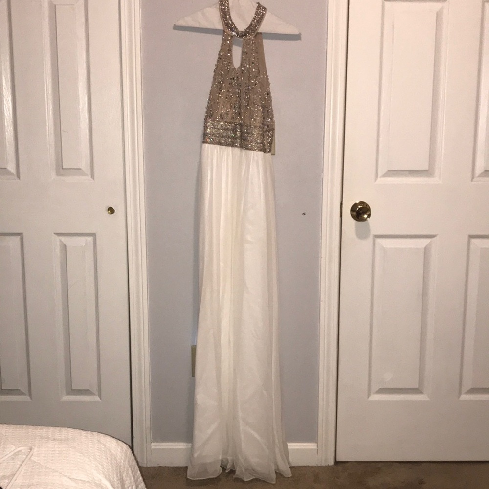 White and sequin prom dress